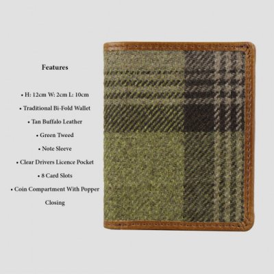 Zoom bild av Plånbok Douglas ljust läder med tweed