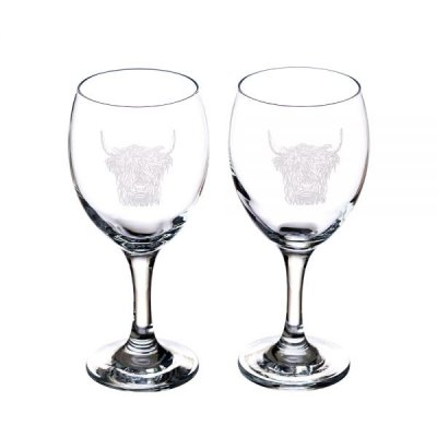 Zoom bild av Vinglas 2st Highland Cow