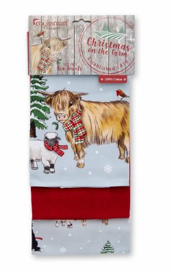 Zoom bild av Kökshandduk 3-pack Christmas On The Farm
