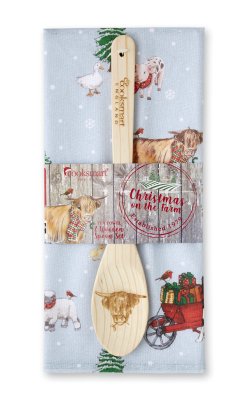 Zoom bild av Kökshandduk och träslev Christmas On The Farm