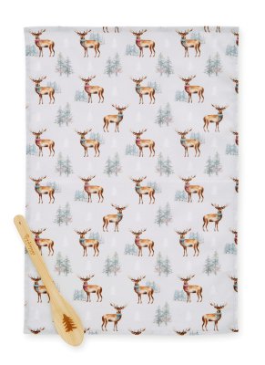 Zoom bild av Kökshandduk och träslev Christmas Stag