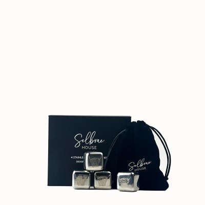 Zoom bild av 4 rostfria iskuber - Highland Cow