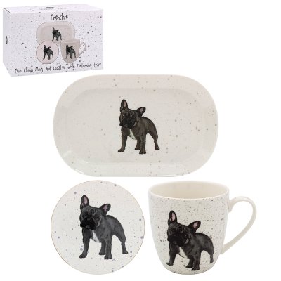 Zoom bild av Mugg, underlägg & bricka frenchie